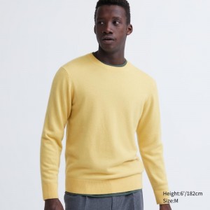 Uniqlo Cashmere Crew Neck Long-sleeve Truien Heren Geel | 7645032