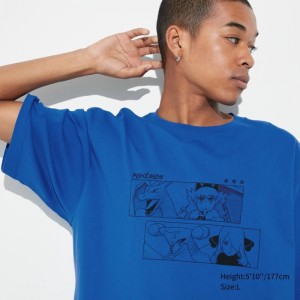 Uniqlo Pokémon Masters Ex Ut Oversized Short-sleeve Graphic T-shirts Heren Blauw | 6692065
