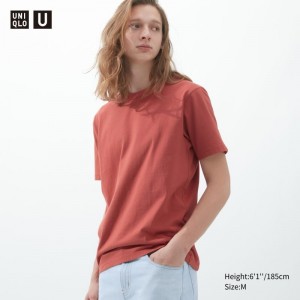 Uniqlo U Crew Neck Short-sleeve T-shirts Heren Rood | 8163882