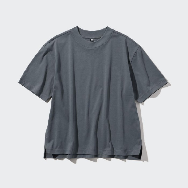 Uniqlo AIRism Cotton Short Sleeve T-shirts Dames Grijs | 183111