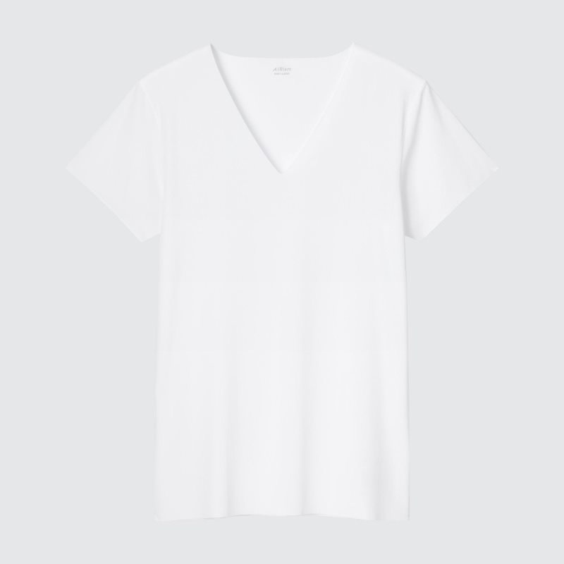 Uniqlo Airism Mesh Anti-odor V-neck T-shirts Heren Wit | 9341977