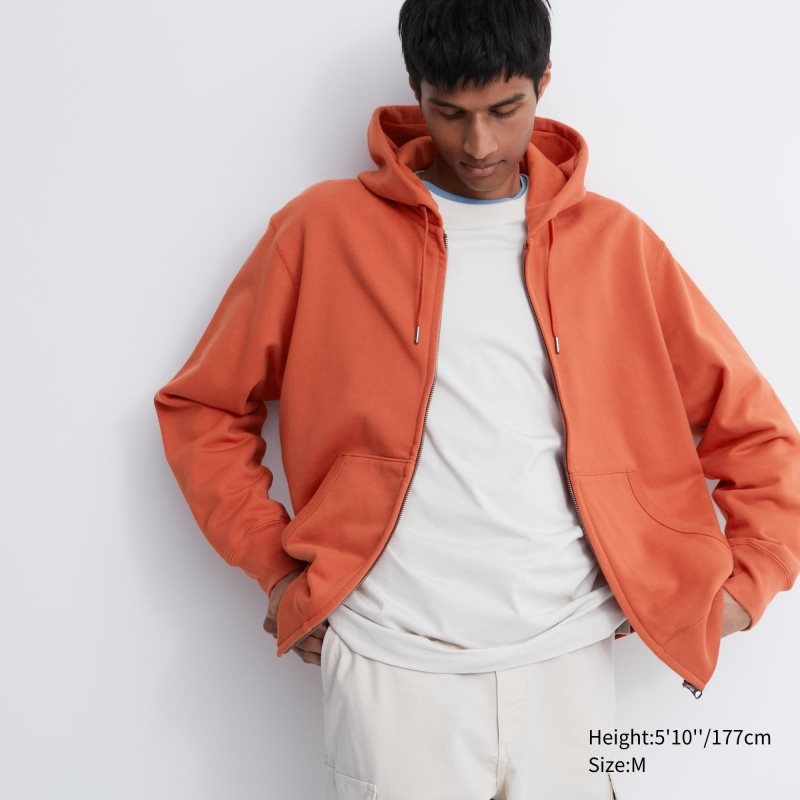 Uniqlo Sweat Long-sleeve Full-zip Hoodie Heren Oranje | 2436031